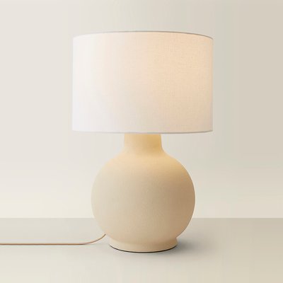 Hand Finished Ceramic Stoneware Table Lamp with Linen Shade SO'HOME