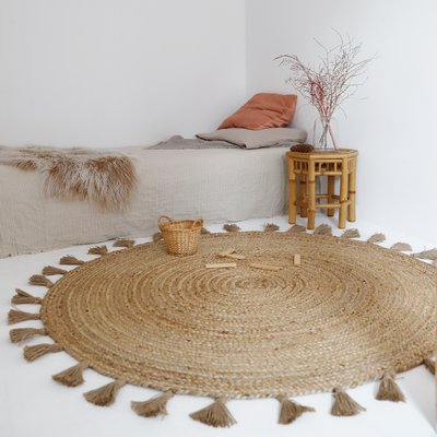 Tapis jute rond avec pompons ELSE NATTIOT