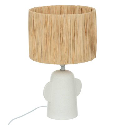 Lampe à poser en céramique abat-jour en raphia RAIA ATMOSPHERA