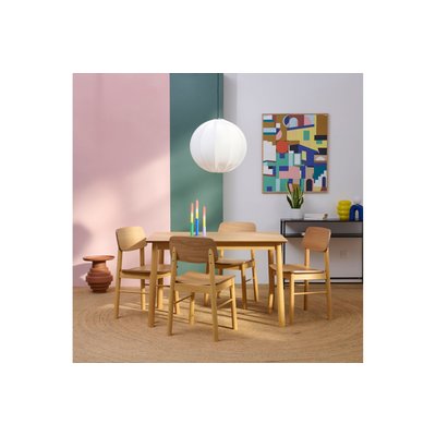 Table rectangulaire en chêne L120 + 4 chaises chêne - IZIA HELLIN, DEPUIS 1862