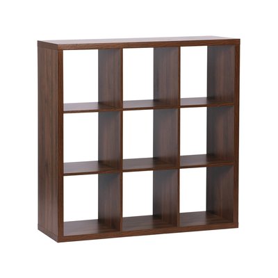 Etagère bibliothèque décor bois cubique 3 niveaux 9 compartiments BASIKS SWEEEK