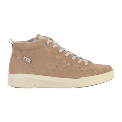 Baskets montantes aspect nubuck kaki à semelle plate beige semi-compensée et à lacets beige et zip RIEKER