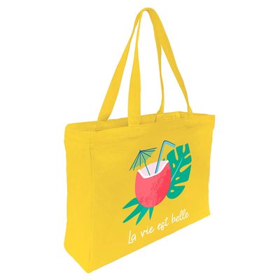 Tote bag coton imprimé noix de coco DRAEGER PARIS