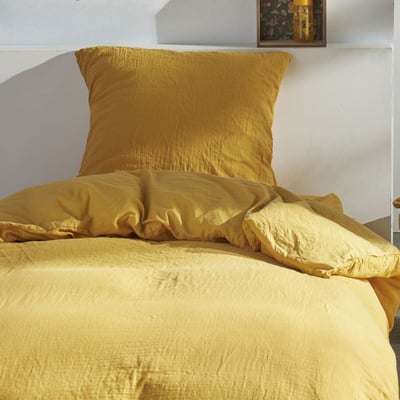 Parure de lit gaze de coton unie OCRE ESSENTIAL TODAY