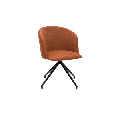 Chaise design pivotante 360° en tissu effet velours texturé terre brulée et métal noir VANITY MILIBOO