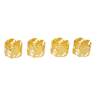 Lot de 4 ronds de serviette feuillage doré FEERIC LIGHTS & CHRISTMAS