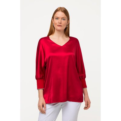 Blouse en satin à col en V et manches ULLA POPKEN