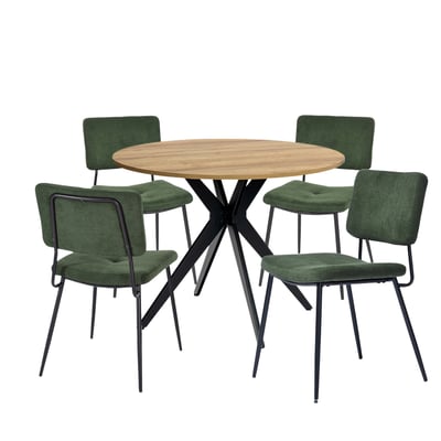 Ensemble de table à manger ronde avec 4 chaises, CLIFTOAKXSET MEUBLES COSY