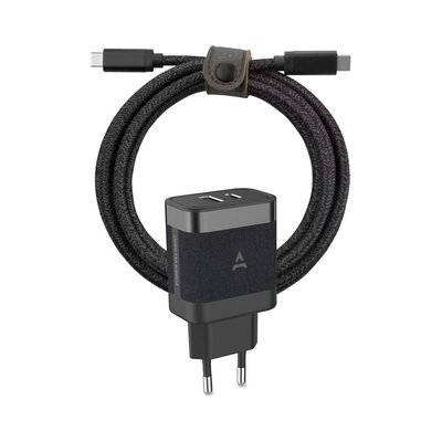 Chargeur secteur Chargeur USB-A+USB-C 45W+cable USBC noir ADEQWAT
