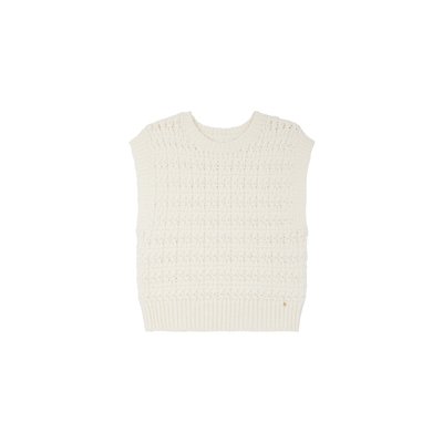 Mouwloze trui met kabeltricot en ronde hals ASTRID DES PETITS HAUTS