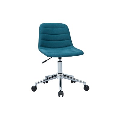 Chaise de bureau à roulettes design en tissu bleu canard et acier chromé SAURY MILIBOO
