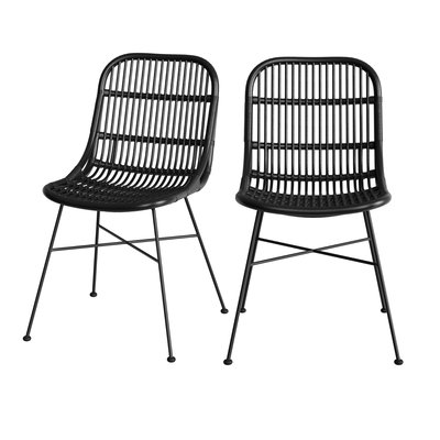 Lot de 2 chaises en rotin et pieds en métal - MOON RENDEZ-VOUS DÉCO