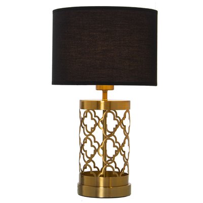 Lampe à poser en métal doré et abat-jour noir - 25x25x44cm WADIGA