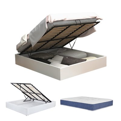 Lit coffre avec sommier relevable avec matelas h22cm,MAJESTY06MAT MEUBLES COSY