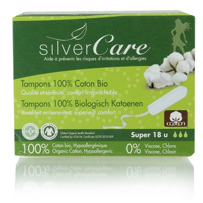 Tampon Super sans applicateur  100% coton bio SILVERCARE