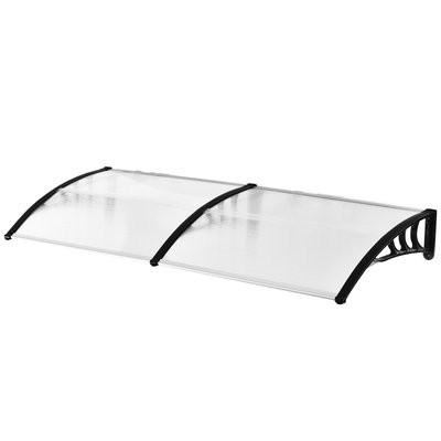 Auvent marquise de porte voûté L. 1,95 m polycarbonate plastique noir OUTSUNNY