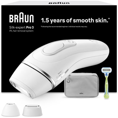Epilateur lumière pulsée IPL PL3122 Silk-expert pro 3, 2 têtes, 1 rasoir Gillette Venus, pochette BRAUN