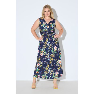 Robe maxi en jersey. Motif floral et drapé ULLA POPKEN
