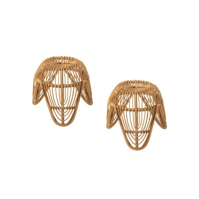 Tabouret rond en rotin naturel (lot de 2) - LEON HELLIN, DEPUIS 1862