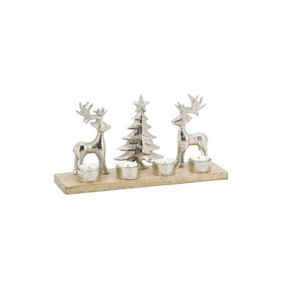 Support 4 bougies en aluminium et bois AUBRY GASPARD