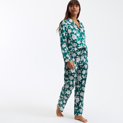 Пижама из сатина с принтом и длинными рукавами LA REDOUTE COLLECTIONS