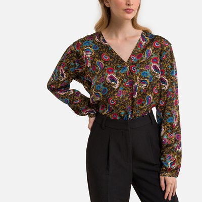 Bluse mit V-Ausschnitt und Printmuster VILA