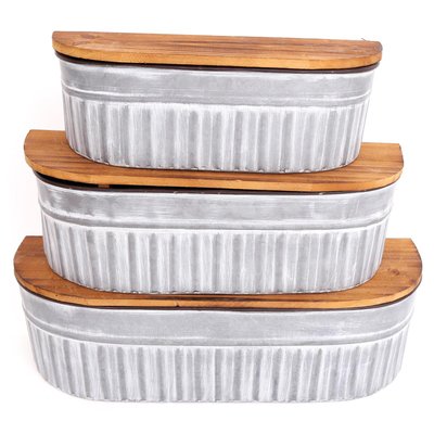 Set étagères de rangement en zinc (Lot de 3) JARDINDECO