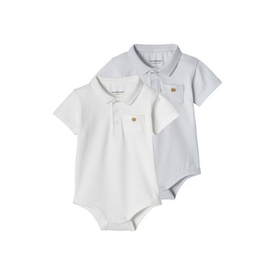 Lot de 2 bodies naissance col polo avec poche VERTBAUDET