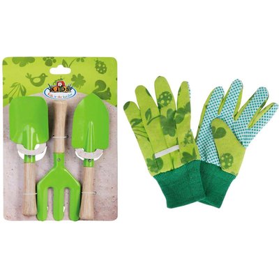 Set jardinage enfant 3 pièces  avec gants JARDINDECO