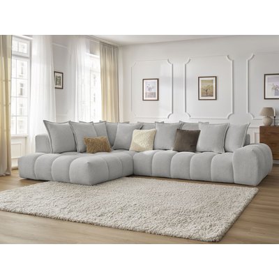 Canapé d'angle fixe 4 places en tissu chiné, EVEREST BOBOCHIC
