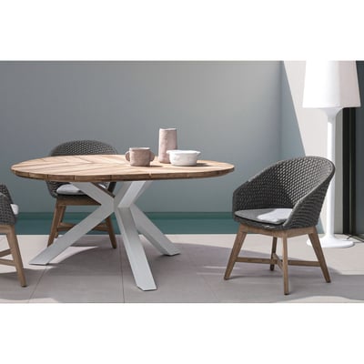 Table de jardin forme galet en teck et aluminium L160 - CAP FERRET HELLIN, DEPUIS 1862