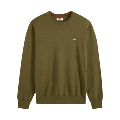 Pull en coton kaki à coupe droite pourvu de manches longues et d'un col rond LEVI'S
