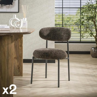 Chaise marron moderne en velours tissé (lot de 2) CREEK PIER IMPORT