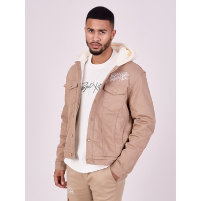 Veste en jean avec capuche fourrure clearance