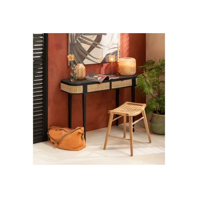 Tabouret en teck et rotin (lot de 2) - ALLISTER HELLIN, DEPUIS 1862