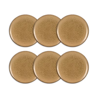 Lot de 6 assiettes à dessert 21cm en porcelaine, LUNEA OGO LIVING
