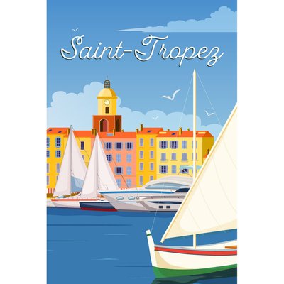 Tableau Mural Illustration Bateaux À Saint-tropez MER CEANOTHE