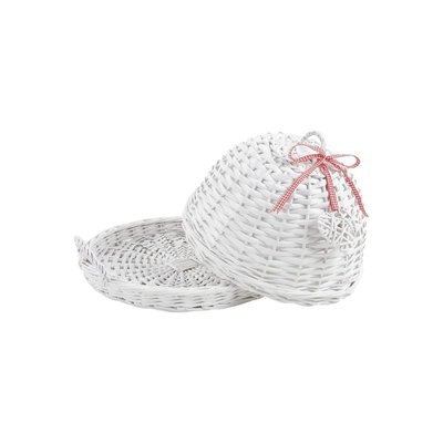 Plateau rond en osier blanc + cloche AUBRY GASPARD