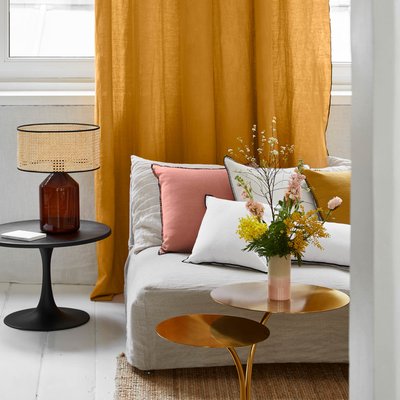 Rideau Carlina Tamisant en Lin 100% lavé légèrement froissé Blanc 350x280 cm MADURA