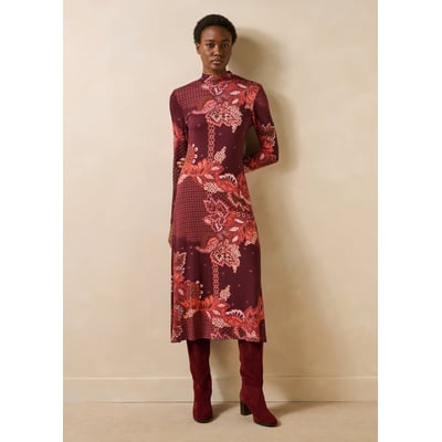 Robe longue imprimée manches longues col montant LA FEE MARABOUTEE