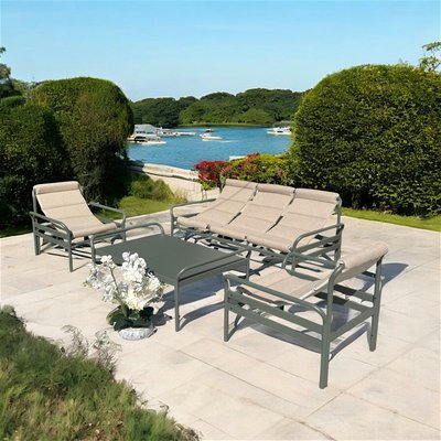Salon de jardin en aluminium vert sauge (4 pièces) OSLO PIER IMPORT