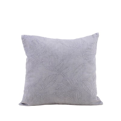 Coussin brodé feuillage avec lin 40x40cm ORNAMI