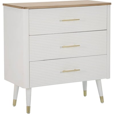 Commode frêne et pin 3 tiroirs poignées laiton RECOLLECTION