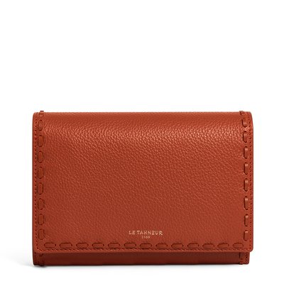 Portefeuille en cuir grainé et lisse EMILIE LE TANNEUR
