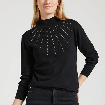 Rhinestone Funnel Neck Jumper NAF NAF
