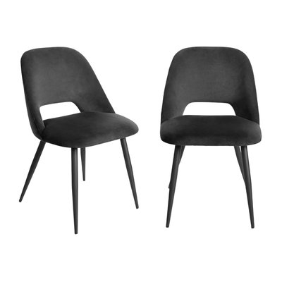 Lot de 2 chaises de séjour en tissu avec piètement en métal noir L58 cm - AIMABLE CALICOSY