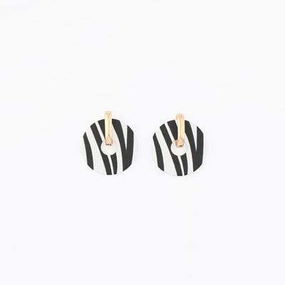 Boucles d'oreilles rondes motif zèbre BALABOOSTE