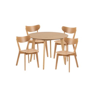 Table ronde en chêne D105 + 4 chaises chêne - LETA HELLIN, DEPUIS 1862