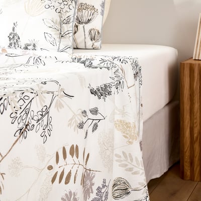 Romarin Floral 100% Cotton Flat Sheet LA REDOUTE INTERIEURS