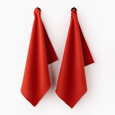 Lot de 2 torchons nid d'abeille, 50x70cm, coton MONOPRIX